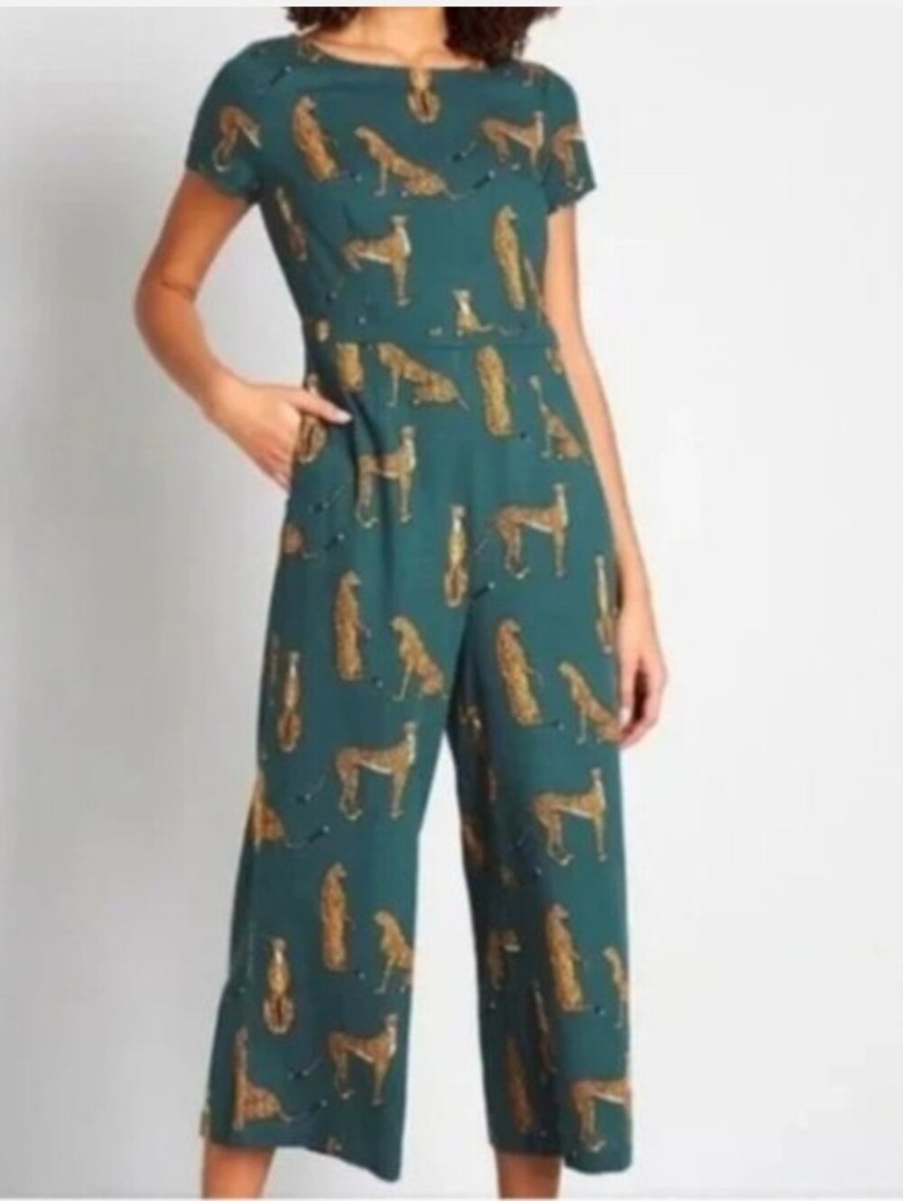ModCloth Green and Rust Leopard-Print Top